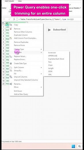 How to Trim Text in Power Query in One Step