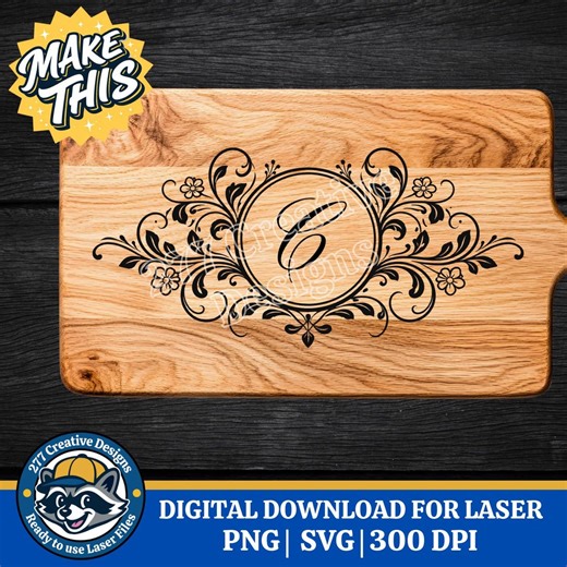 Initial "c" Floral Monogram for Cutting Board SVG PNG File for Laser Engraving Design Sublimation and DTF (digital Download) - Etsy Australia