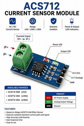 ACS712 Current Sensor Module ⚡ AC/DC Current Measurement Sensor #diyprojects