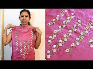 Hand Embroidery Designer Churidar # Embroidery Design on Silk Churidar | Malayalam