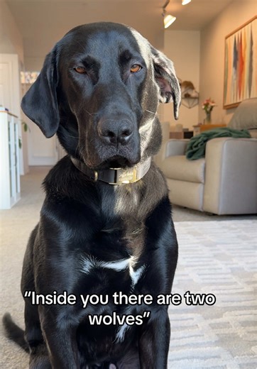 Inside you there are two wolves. One of them has a brain cell, the other does not. #blacklab #dogsoftiktok #comedy #funnydog #labrador