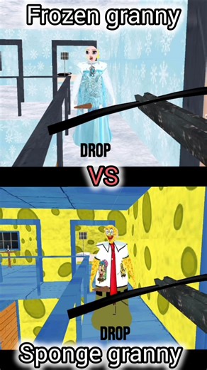 Frozen granny VS sponge granny #granny #grannygame #grannyhorrorgame #horrorgame #shorts