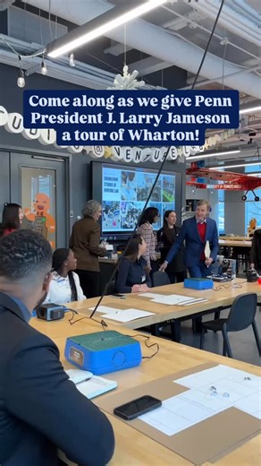 The Wharton School on Instagram: "Spotlighting some of the campus initiatives that make us #WhartonProud. 💙❤️ From @WeAreVentureLab at Tangen Hall to the Wharton AI & Analytics Initiative (@WhartonAIAI) at the Academic Research Building to Wharton Executive Education’s home at the Steinberg Conference Center, come along as we show @UOfPenn President J. Larry Jameson why Wharton is a hub for entrepreneurship, interdisciplinary collaboration, transformative research, and lifelong learning."