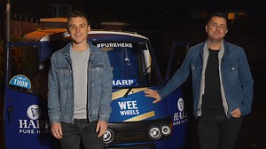 12K views · 46 reactions | To celebrate Harp lager’s smart new look, one lucky Cool FM listener won a visit from Harp’s tuk tuk, Wee Wheels – see how they got on with Pete and Paulo #PureHere. | Cool FM | Facebook