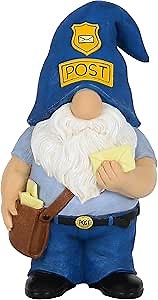 Mood Lab Garden Gnome - Funny Postman Gnome Figurine - 9.25 Inch Tall Lawn Statue - for Outdoor or House Decor