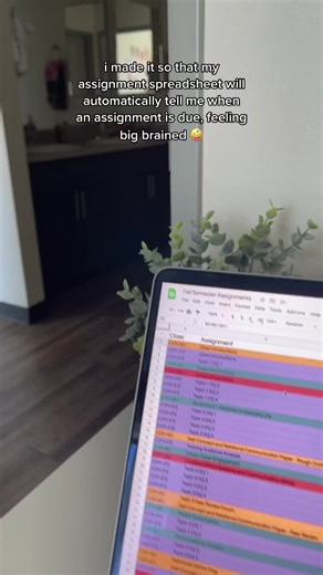 this is your sign to make a spreadsheet for all your assignments 🧠 #college #homeworktips