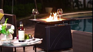 BALI OUTDOORS Propane Fire Pit Table, 28 inch 50,000 BTU Auto-Ignition Outdoor Gas Fire Pit Table, CSA Certification Approval and Strong Steel Tabletop (Square Black)