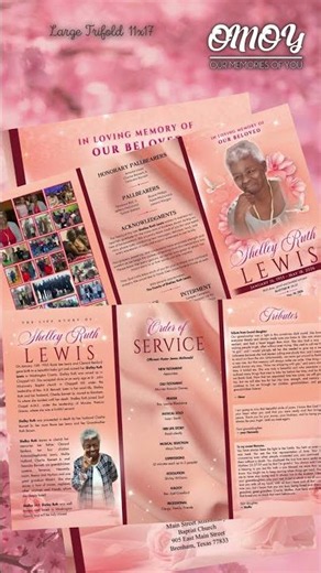 Shelley Lewis Funeral Program Design - Large Tri Fold