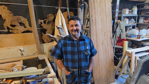 With our friend Les from Under the Table. Apart from Resin Wood Tables NZ you cannot afford to have anyone else craft your Next Bespoke Swamp Kauri furnishings. https://www.facebook.com/share/p/1MK3mZjgN1/ | Resin Wood Tables NZ