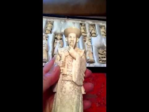 Antique hand-carved Ivory chess set