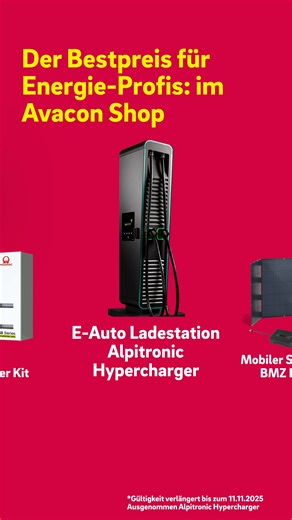 🛠️ Jetzt schnell sein und bis zu 10 % sparen! Du setzt die Energiewende um, wir liefern das passende Werkzeug dazu: ✔️ Technik, die verlässlich ist – im Handwerker- und Freizeitbereich ✔️ Lösungen, die deine Kund*innen wirklich wollen ✔️ Qualität, die sich für dich rechnet 🚗 Alpitronic Hypercharger 200 🔋 Mobiler Stromspeicher BMZ Power2Go Work Jetzt für Käufer*innen und Betreiber*innen ab nur 1.672,27 EUR statt 1.924,37 EUR* 🚲 LEW E-Bike-Akku-Ladestation Jetzt mit dem Code „Power-5“ 5 % spar
