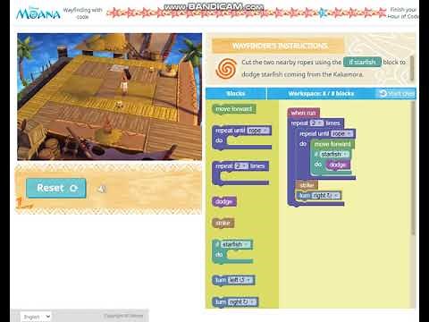 Hour of Code Wayfinding with Code Moana levels 11-18 playthrough