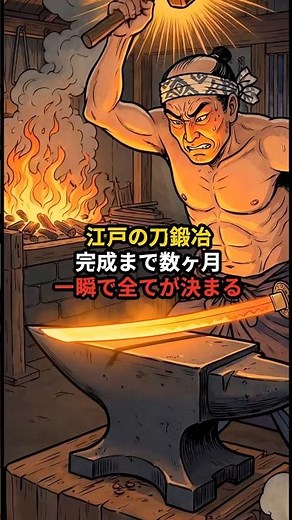 ⚔️江戸の刀鍛冶 完成まで数ヶ月 一瞬で全てが決まる🔥 #江戸時代#刀鍛冶#日本刀#歴史雑学#侍