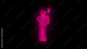Neon Thinking Icon with Question Mark - Decision Making and Problem-Solving Concept