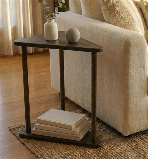 Solid Wood Triangle End Side Table: Modern Living Room Coffee Table Narrow Corner Tables - Etsy