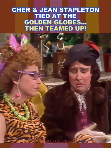 In 1974, the Golden Globes couldn't choose between two queens of television comedy! 🏆 Cher and Jean Stapleton made history by tying for Best Actress in a Television Series - Musical or Comedy. Cher won for 'The Sonny & Cher Comedy Hour' for playing various iconic characters, while Stapleton was honored for her unforgettable portrayal of Edith Bunker in 'All in the Family'. Just over a year later, on April 13, 1975, the two comedy icons joined forces on Cher's solo variety show. In this hilariou