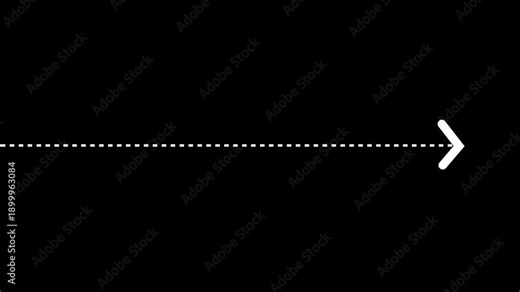 Direction arrow icon with dotted line animation on solid background. arrows Curved white dashed arrow animated 4k stock video.