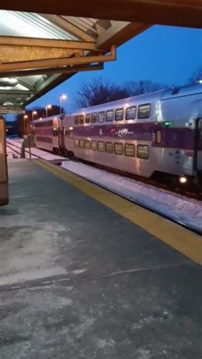 MBTA CTC-5 Rotem cab car leaving Montello on a Cold night