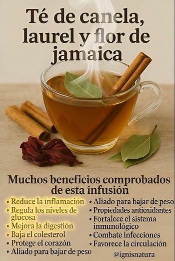 Quema Grasa y Detén la Inflamación en 24 Horas Este Té de Canela, Laurel y Flor de Jamaica es el S🌿🔥