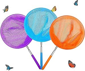Amazon.com: Kids Telescopic Butterfly Fishing Nets Perfect Outdoor Tools Colorful for Catching Insects Bugs Fish Ladybird Caterpillar Nets Extendable 34" Inch and Anti Slip Grip : Toys & Games