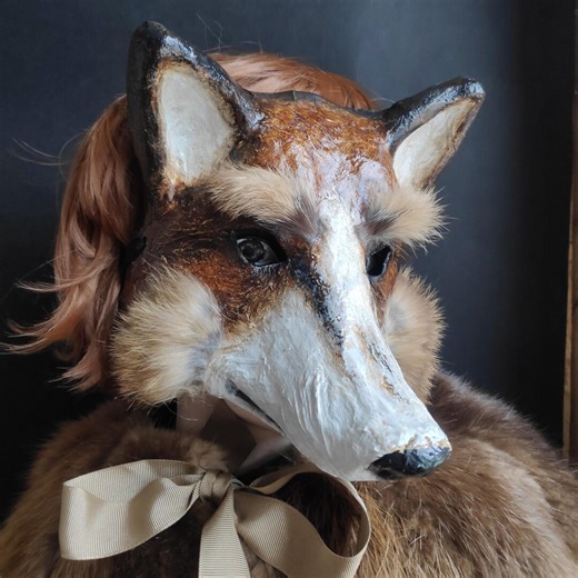 Handmade Paper Mache Fox Mask, Cosplay Masquerade Mask - Etsy