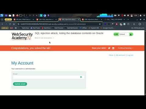 SQL injection attack, listing the database contents on Oracle