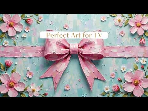 (Vol.2/2) Pink Ribbon Aesthetic Wallpaper Screensaver | Coquette Bow frame TV art Background
