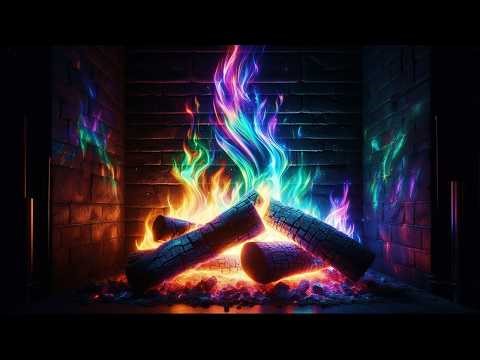 Beautiful Rainbow Fireplace Flames in 4K UHD! (12 HOURS) Magical Fireplace Must See!