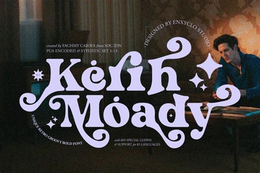Kerih Moady - Retro Groovy Display Font