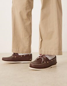 Timberland - Chaussures bateau en cuir à 2 œillets - Marron foncé | ASOS