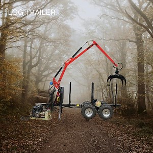 [Hot Item] Woodworking Machinery ATV Farm Trailer with Timber Crane Log Tow Behind Heavy Duty Timber Trailer