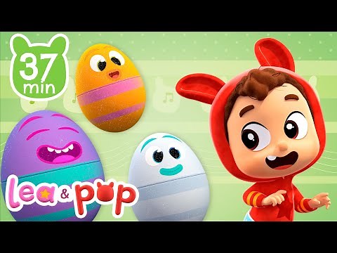 Aprenda cores e animais com os ovos surpresa do Pop - Vídeos educativos de Lea e Pop