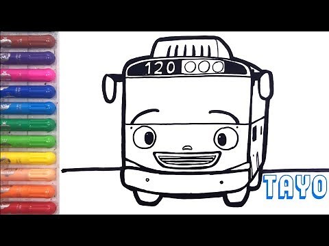 귀여운 꼬마버스 타요 그리기 색칠하기 I How to draw TAYO BUS l Drawing Coloring tutorial I Woojoo kids Art