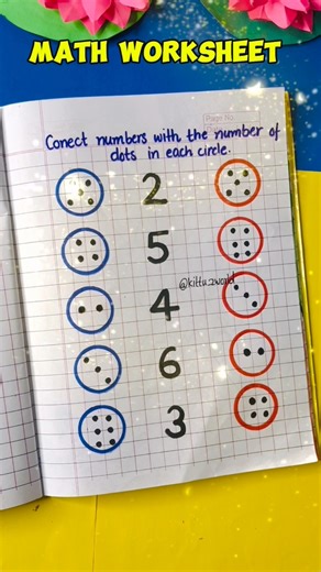 Fun math activity for preschoolers! 🎯 Connect the numbers with the correct number of dots in each circle. A great way to boost number recognition and counting skills! 🧠✨..#MathWorksheet #PreschoolLearning #CountingFun #EarlyMathSkills #KidsActivity #HomeschoolIdeas #DIYWorksheets #KittuzWorld #MathForKids #LearningThroughPlay | Renu Bala