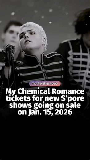 Mothership on Instagram: "2nd chance to join the black parade 🖤 Tickets for My Chemical Romance's rescheduled Singapore shows on Nov. 10 and 11 will go on sale at 10am this Thursday (Jan. 15). Fans can purchase the tickets via Sistic. Prices are ranged from S$148 to S$408. The band was initially slated to perform here for one night on Apr. 28, but later postponed the Asian leg of its tour to November, while adding a second date for Singapore due to overwhelming demand. All existing tickets rema