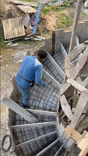 Concrete Spiral Staircase Construction | Rebar Installation & Formwork Process #shorts