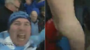 Man City fan strips NAKED at Wembley to celebrate Cup win