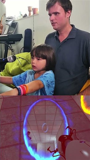 4 year old playing with an infinite loop in Portal