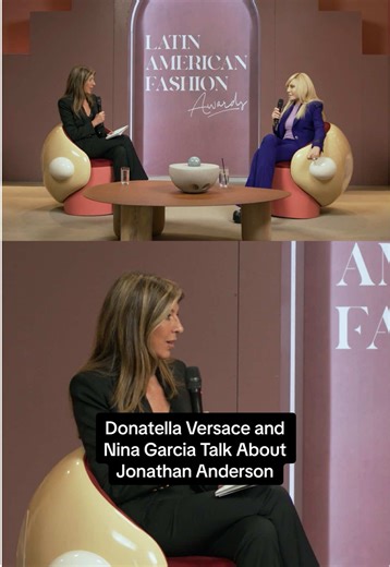 Right before today's @Dior show, everyone should listen to #DonatellaVersace talk about her relationship with #JonathanAnderson. Versace joined @Nina Garcia at the @LATIN AMERICAN FASHION AWARDS last November for an intimate conversation about fashion, pop culture, and more.