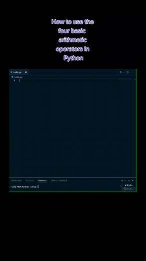 How to use the four basic arithmetic operators in Python #python #programming #softwareengineer #engineering #engineer #tech #coder #computerscience #programmer #software #computer #computers #codelife #code #technology #fyp #fypシ #foryou #foryoupage #foryourpage