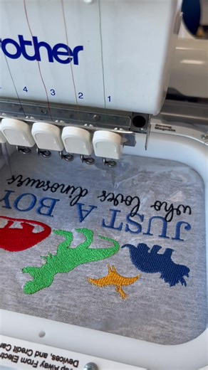 This little shirt turned out cute on our used 6 thread embroidery machine we have for sale | Andalusia Sewing Center
