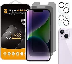 Supershieldz (2 Pack) (Privacy) Anti Spy Screen Protector Designed for iPhone 14 (6.1 inch)+ Camera Lens Tempered Glass Screen Protector, Anti Scratch, Bubble Free