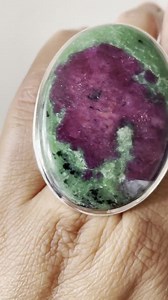 Large Oval Ruby Zoisite Ring: Solid Sterling Silver Statement Ring - Etsy