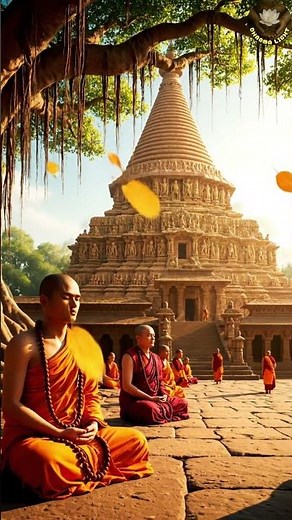 Monks meditate under the Bodhi tree at Bodh Gaya.#buddhism #buddha #motivation #불교