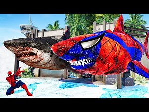 🌍 Jurassic World Evolution --- New Spiderman Megalodon Vs Megalodon,T-Rex dinosaurs fight~!