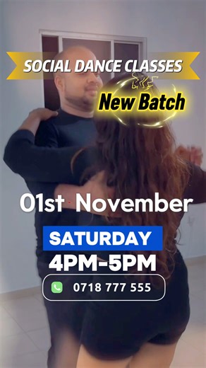 🌟 Step into the Spotlight! 💃🕺 A brand-new Weekend Social Dance Class is starting in Gampaha 🎉 ✨ Learn the magic of: Salsa | Bachata | Cha-Cha | Jive 📅 Starting: Saturday, 1st November ⏰ Class Times: • Beginners: 4.00 PM – 5.00 PM • Intermediate: 5.00 PM – 6.00 PM 💡 No partner needed – come solo or bring a friend! 🏫 Venue: Free Lady Fitness Studio 📍 https://maps.google.com/?q=7.091473,80.018013 🎶 Whether you’re starting fresh as an absolute beginner or building on your skills, this 2-mon