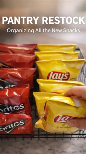Pantry restock organizing all the new snacks