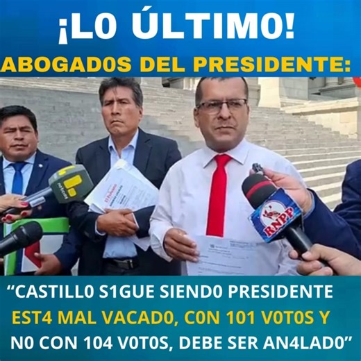 842K views · 16K reactions | Abogados de Castillo: “Pedro Castillo sigue siendo presidente, fue vacado con 101 votos y no con los 104 que exige la ley.” #Castillo #VacanciaIlegal #CrisisPolítica #Perú | Siempre con el Pueblo | Facebook