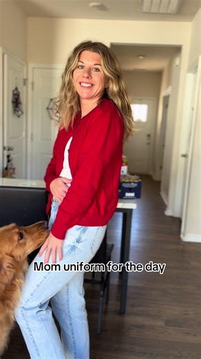 Such a cute and comfy sweater that can be worn a few different ways. So happy fall is here so I can break out all my sweaters 🍂🍁 #momsover30 #momsoftiktok #momuniform #cardiganoutfit #sweaterweather