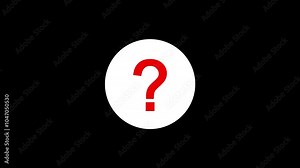 red color Question marks icon and Questioning problem concept animation on black background.
